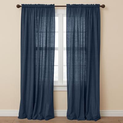 Wide Width Poly Cotton Canvas Rod-Pocket Panel by BrylaneHome in Navy (Size 48