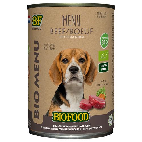6x400g BF Petfood Organic Dog Beef Menu Beef Hundefutter nass