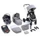 Babymore Memore V2 Travel System 13 Piece Silver - 3-in-1 Pram Travel System, Foldable, Reclining Baby Pushchair, Coco i-Size Baby Car Seat with ISOFIX Base & Accessories, 0-4 Years | Up to 22 Kg