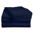 Pashmina 4 Piece Navy Blue Bed Sheet with 20 cm Deep Pockets-Bedding Set - Fitted Sheet, Flat Sheet & 2 Pillowcases Easy Care, 800 Thread Count Silky Soft Egyptian Cotton(King Size)