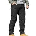 YSPORT Men's Outdoor Cargo Work Trousers Military Tactical Lightweight Multi-Pockets Combat Ripstop Pants (Size:M,Color:Black)
