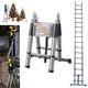 Telescopic Ladder 5M Stainless Steel Ladders Extendable Ladder with Stabilizer Bar, Multi Purpose Extendable Loft Ladder, Portable Folding Ladder Max Load 150kg/330lb, for DIY Decorating, Painting