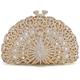Peacock Luxury Rhinestone Crystal Evening Clutch Bag Sparkly Bride Wedding Party Purses for Women, Gold, S