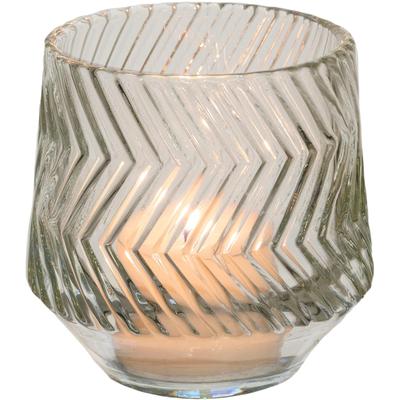 Windlicht CREATIV HOME "Kerzenhalter Relief", transparent, H:8cm Ø:8cm, Glas, Kerzenhalter, Teelichthalter aus Glas, mit geschliffener Oberfläche Image