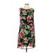 DKNY Casual Dress - Shift Crew Neck Sleeveless: Green Floral Dresses - Women's Size 10
