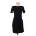 Lands' End Casual Dress - Sheath Crew Neck Short sleeves: Black Print Dresses - Women's Size X-Small
