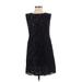 Ann Taylor LOFT Casual Dress - A-Line Crew Neck Sleeveless: Black Print Dresses - Women's Size 2