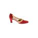 Charles Jourdan Heels: Pumps Chunky Heel Work Red Shoes - Women's Size 6 - Almond Toe