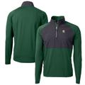 Men's Cutter & Buck Green Notre Dame Fighting Irish Alumni Logo Adapt Eco Knit Hybrid Recycled Quarter-Zip Pullover Top