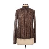 Wild Fable Long Sleeve Top Brown Leopard Print High Neck Tops - Women's Size Medium