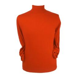 Mens Pure Cashmere Polo Neck Sweater, Red, XXXL