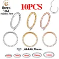 1/10pcs Edelstahl Nasenringe Septum Clicker cz Zirkon Klapp segment runde Ohrringe Creolen Ohr