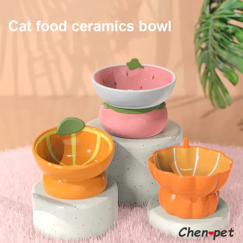 Niedliche Fruchtform Katzen schale hochwertige Keramik Katzen schüssel Haustier liefert Katzenfutter