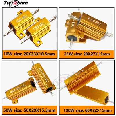 2Pcs 10 25 50 100W Wickelwiderstand der hohen Leistung 1R 5R 6R 8R 3R 10R 470R 200R 50R Ohm Image