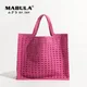 MABULA Solide Rosa Aushöhlen Häkeln Shopper Handtasche Sommer Mesh Platz Tote Kupplung Geldbörse