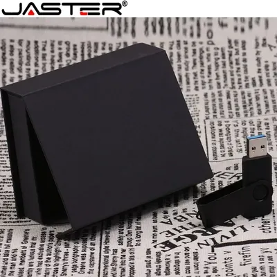 JASTER USB-Flash-Laufwerk, kostenloses individuelles Logo, schwarz-weiß, drehbar, OTG mit Box, USB Image