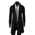 Herren Zweireiher Trenchcoat Herbst Winter Woll mischung hochwertige Mode lässig Slim Fit einfarbige