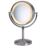 Jerdon Style 8.5 in.- 5X-1X Lighted Table Top Mirror- Nickel- Height 15 in.
