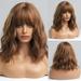 Short Wavy Bob Wig With Bangs Shoulder Length Wigs for Women Short Curly Women s Wigs Natural Looking Heat Resistant Synthetic Wigs for Party Cosplay A7