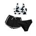 dmqupv Teen Girl Tankini Swimsuits Toddler Swimsuit Girl Baby Girl Outfits Cow Print Swimwear Solid Color Shorts Summer 3PCS Bikini Swimsuit Black 8 Years