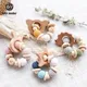 Let's Make 1PC Wooden Teether Hedgehog Crochet Beads Wood Crafts Ring Engraved Bead Baby Teether