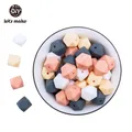 Let's Make Silicone Beads Hexagon Beads 14mm 10pc Food Grade Silicone Teether DIY Pacifier Clips