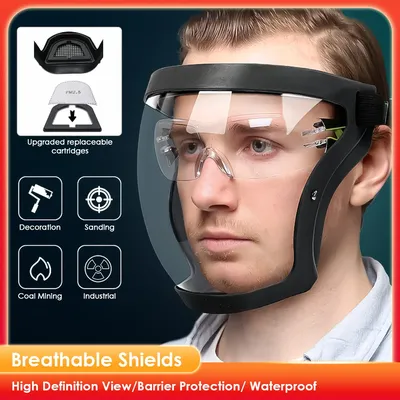 Kitchen Transparent Full Face Shield Home Oil-splash Proof Anti-fog Head Cover Safety Glasses Unisex
