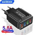 48W Fast Wall Chargers EU/US Plug 4 Port USB Charger Quick Charge 3.0 Mobile Phone Charger For