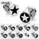 SMJEL Punk Stainless Steel Star Studs Faux Fake Ear Plugs Flesh Tunnel Gauges Tapers Stretcher