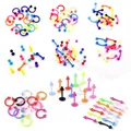 10Pcs/Lot Acrylic Colorful Nose Rings Lip Labret Piercing Barbell Tongue Ring Belly Ring Eyebrow