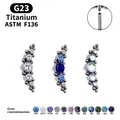 Luxury Blue Gem Earrings G23 Titanium Cartilage Inlaid Zircon Lip Stud Earrings Piercing Sexy Ladies