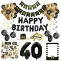 40 Year Birthday Balloons Banner Swirls Spiral Ornaments Photo Booth Props Frame Adult Men Women