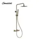 Shower System With Thermostatic Shower Faucet Thermostat Bathroom Mixer Tap Rain Head Wall-Mount