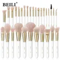 BEILI White Gold Makeup Brushes Professional Foundation Eyeshadow Powder High Quality Pink Synthetic