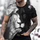 Lion Fighting Animal Beast Fierce Lion Print 3D T Shirt New Summer Men's Oversized Short Sleeve