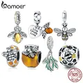 Bamoer 925 Sterling Silver Delicate Bee Series Charm Beads Silver Bumblebee Pendant fit for Silver