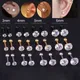 1 pc Medical Stainless steel Crystal Zircon Ear Studs Earrings For Women/Men 4 Prong Tragus