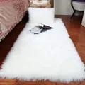 Plush Sheepskin Rugs for Bedroom Soft Carpet Room Long Hair Bedside Mat Floor Hairy White Rugs