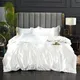 Silk Bedding Set with Duvet Cover Bed Sheet Pillowcase Luxury Satin Bedsheet Solid Color Double