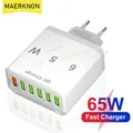 65W USB Charger 6 Ports Fast Charging Phone Power Adapter For iPhone 14 13 Samsung Oneplus Xiaomi