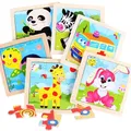 9pcs Small Size Wooden Puzzle Montessori Toys for Baby Jigsaw 3D Puzzle board game Educational Toys