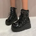 Women's Boots 2022 Autumn Women Ankle Boots Platform Wedges High Heels Short Boots New Fashion