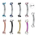 1PC Surgical Steel Curved Barbell Colorful Crystal Zircon Eyebrow Ring Piercing Barbell Lip Ring