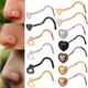 1PC Fashion Stainless Steel Heart Nose Studs Nose Hooks Bone Studs S Curved Nostril Body Piercing