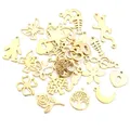 10pcs/lot 316 Stainless Steel Gold Plated Tree Moon Butterfly Small Charms Pendant For Necklace DIY