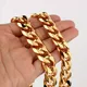 Customed Size 5/8/10/12/15/17/19mm Men's Necklace Stainless Steel Cuban Link Chain Gold Color Male