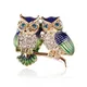 Shiny Zircon Blue Eyes Birds Pins Crystal Enamel Couple Owl Animal Brooches for Women Men Clothes