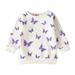 Infant Baby Girls Hoodies Butterfly Printed O-Neck Long Sleeve Top Pullover Clothes Fashion Loose Casual Tops Breathable Vacation Sweatshirts For Child