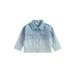 Toddler Baby Girl Jeans Jacket Gradient Floral Print Casual Button Down Denim Jacket Top Coat Outerwear