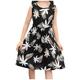 ZCFZJW Girls Summer Princess Dress Cute Floral Pattern Printed Sleeveless Beach Sundress Loose Pleated Casual Crewneck Midi Dresses Black 160